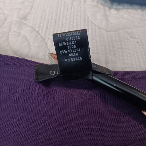 August Silk XL Silk Blend Button-Front Cardigan Sweater Purple Knit Rayon - Picture 10 of 11